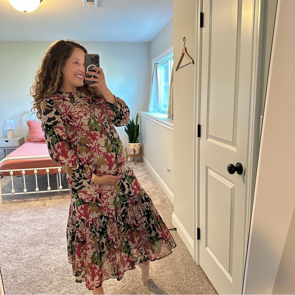 Tuckernuck Olivia James The Label Navy Pink Floral Cotton Maxi Dress XS - Picture 3 of 13